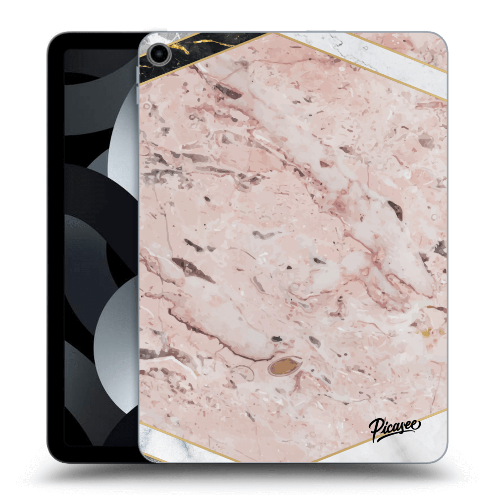 Picasee silikonowe czarne etui na Apple iPad Air 5 10.9" 2022 - Pink geometry