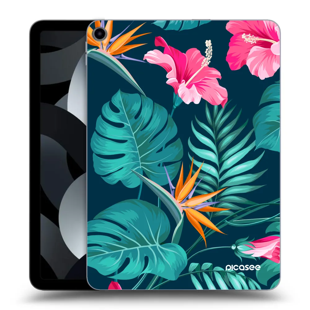 Picasee silikonowe przeźroczyste etui na Apple iPad Air 5 10.9" 2022 - Pink Monstera