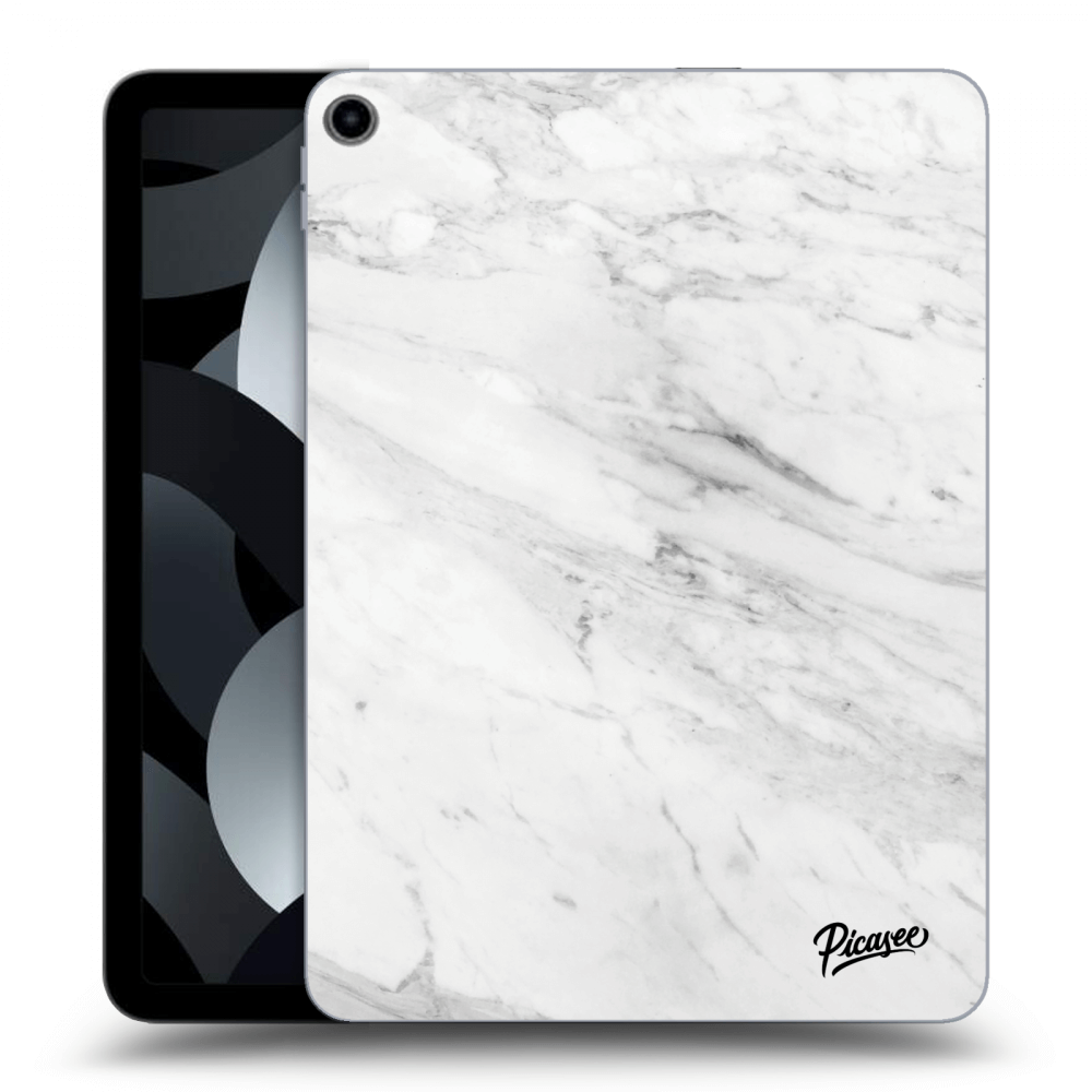 Picasee silikonowe czarne etui na Apple iPad Air 5 10.9" 2022 - White marble