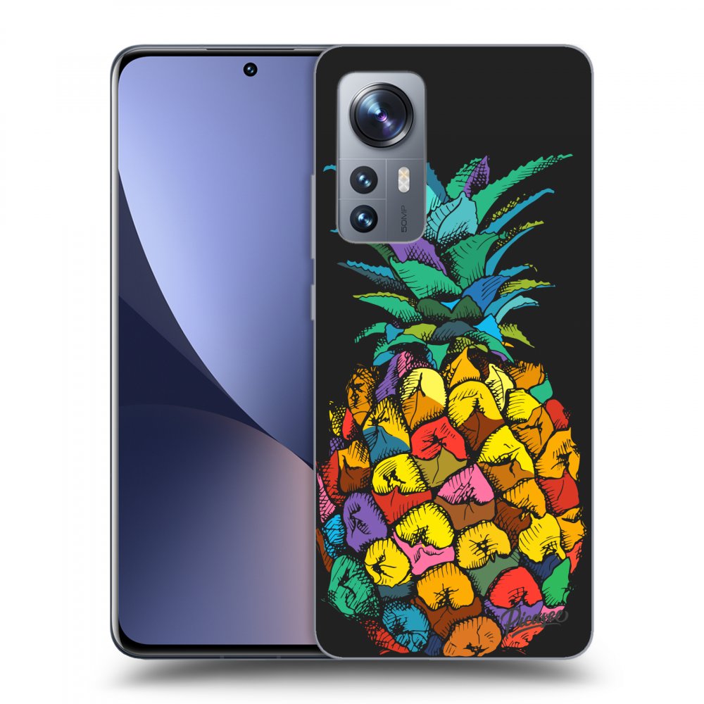 Picasee silikonowe czarne etui na Xiaomi 12 - Pineapple