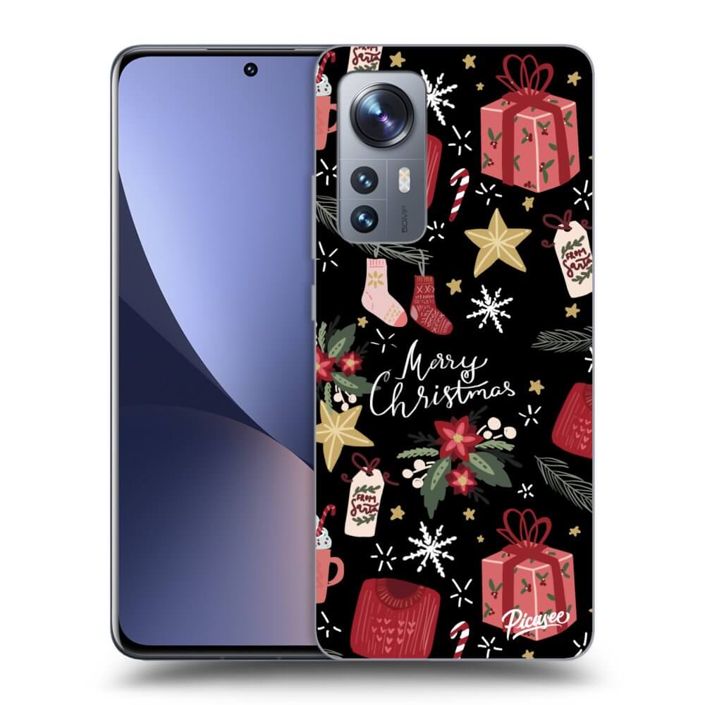 Picasee silikonowe czarne etui na Xiaomi 12 - Christmas