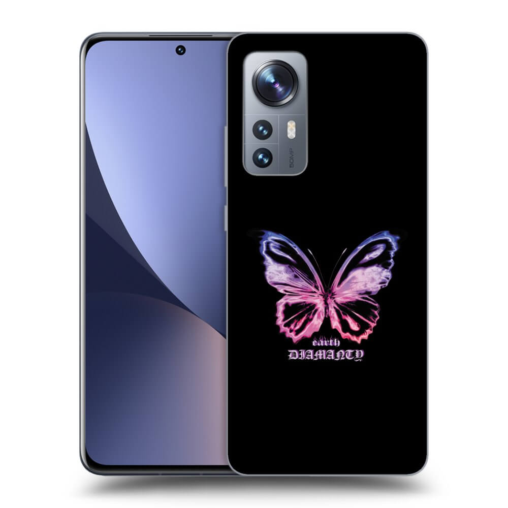 Picasee silikonowe czarne etui na Xiaomi 12 - Diamanty Purple