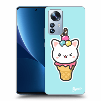 Picasee silikonowe czarne etui na Xiaomi 12 Pro - Ice Cream Cat