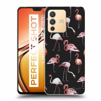Picasee silikonowe czarne etui na Vivo V23 5G - Flamingos