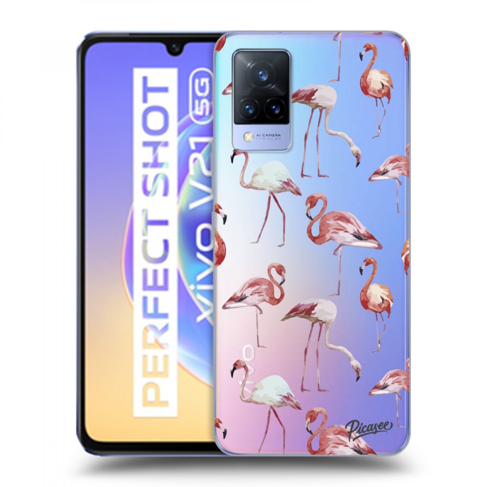 Picasee silikonowe przeźroczyste etui na Vivo V21 5G - Flamingos