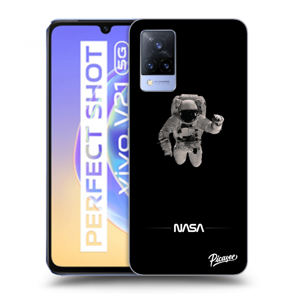 Picasee silikonowe czarne etui na Vivo V21 5G - Astronaut Minimal