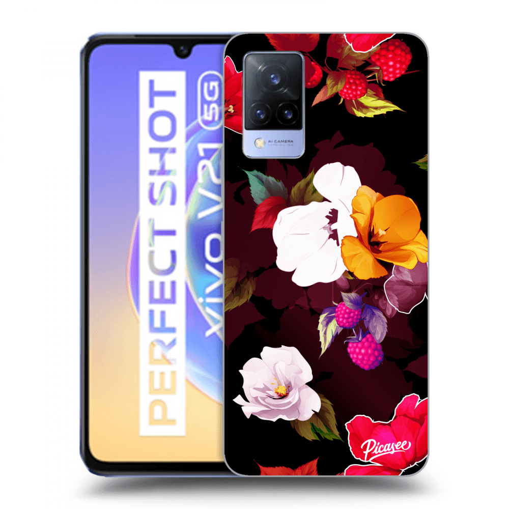 Picasee silikonowe przeźroczyste etui na Vivo V21 5G - Flowers and Berries