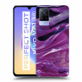 Picasee silikonowe przeźroczyste etui na Vivo V21 5G - Purple glitter