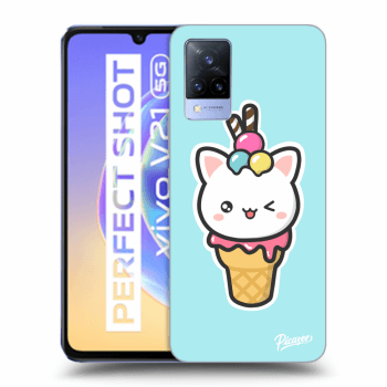 Picasee silikonowe przeźroczyste etui na Vivo V21 5G - Ice Cream Cat