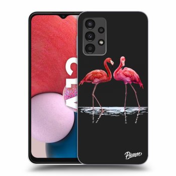 Picasee silikonowe czarne etui na Samsung Galaxy A13 4G A135 - Flamingos couple
