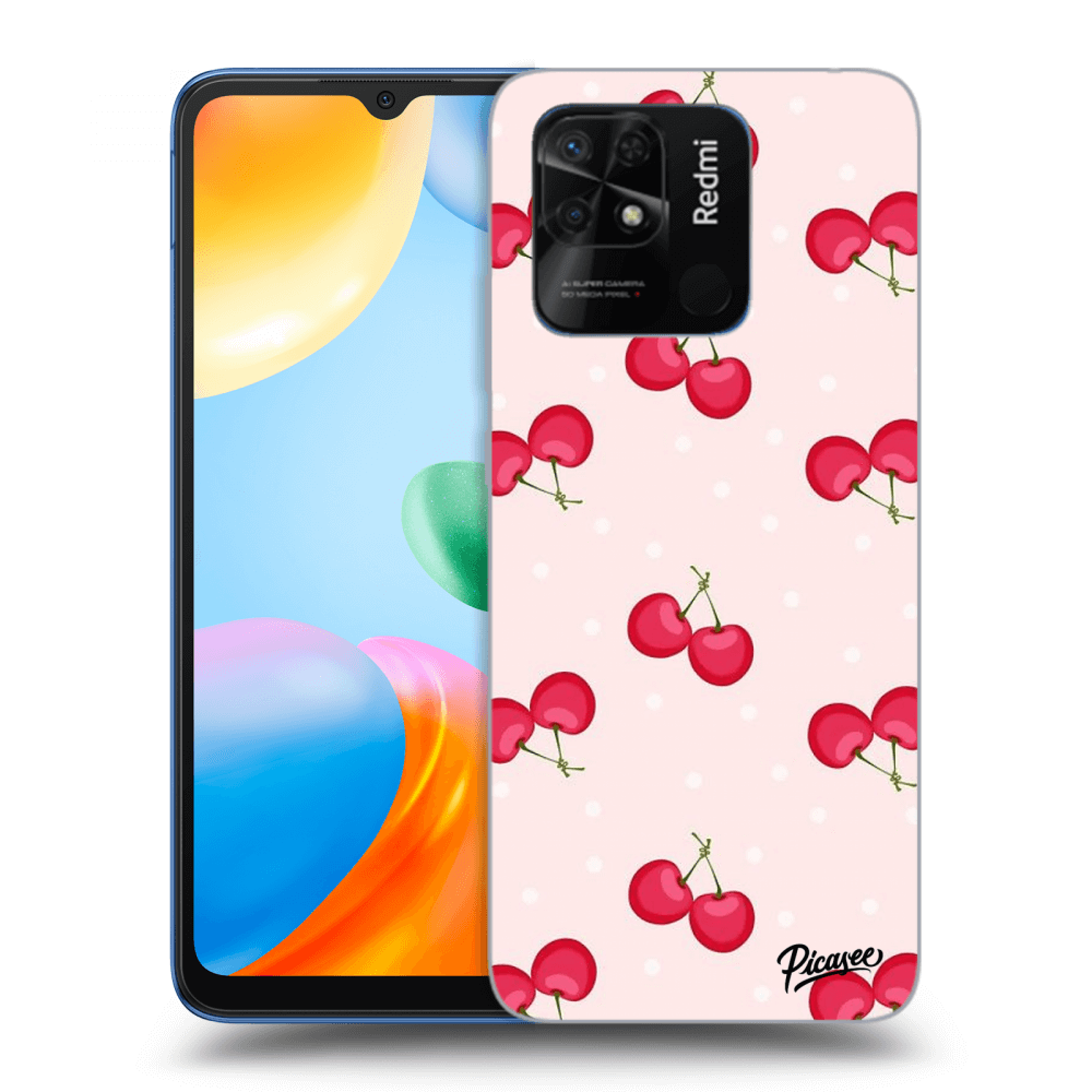 Picasee silikonowe czarne etui na Xiaomi Redmi 10C - Cherries