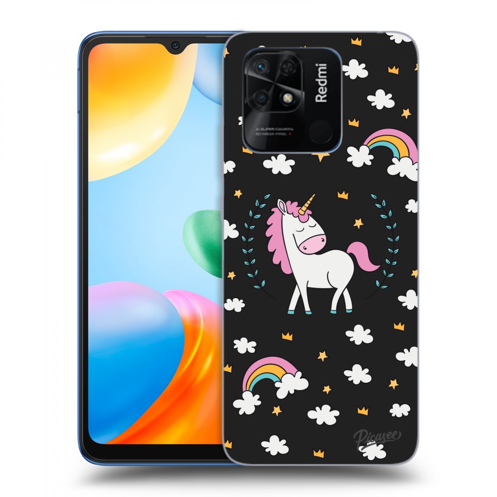 Picasee silikonowe czarne etui na Xiaomi Redmi 10C - Unicorn star heaven