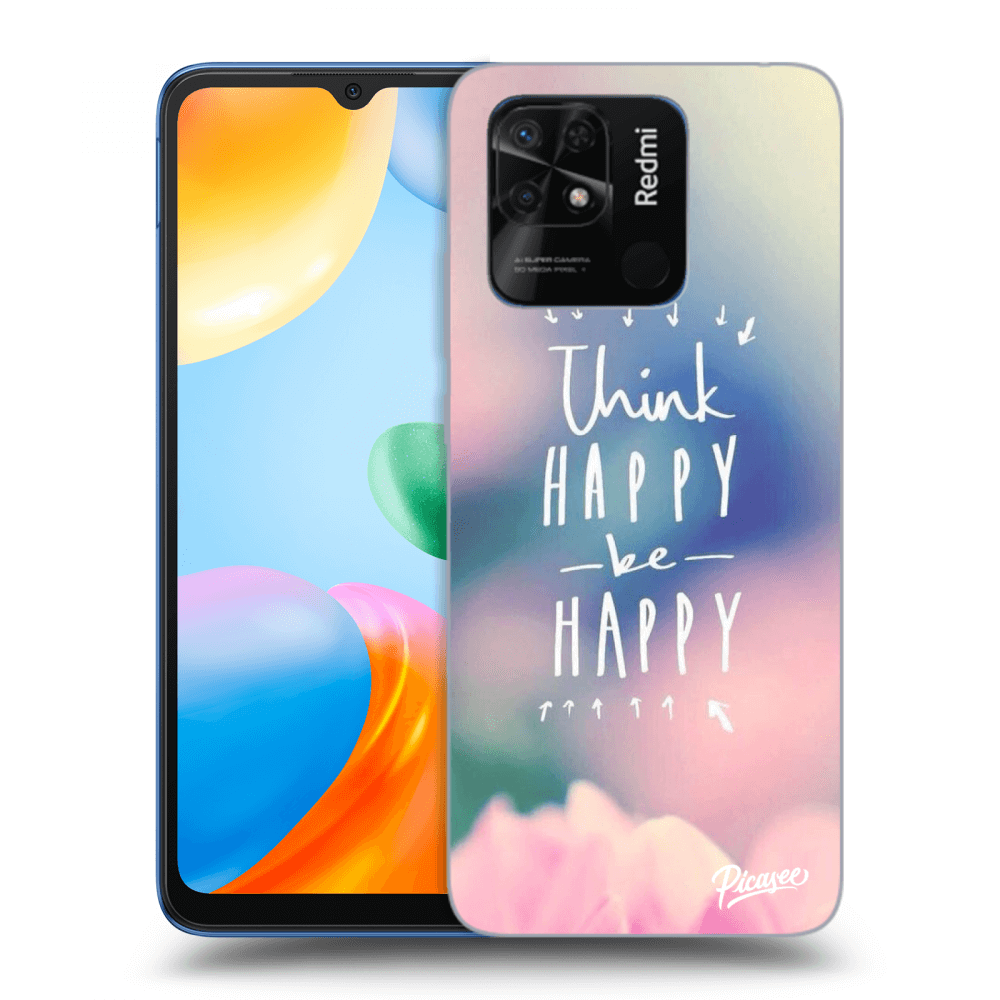 Picasee silikonowe czarne etui na Xiaomi Redmi 10C - Think happy be happy