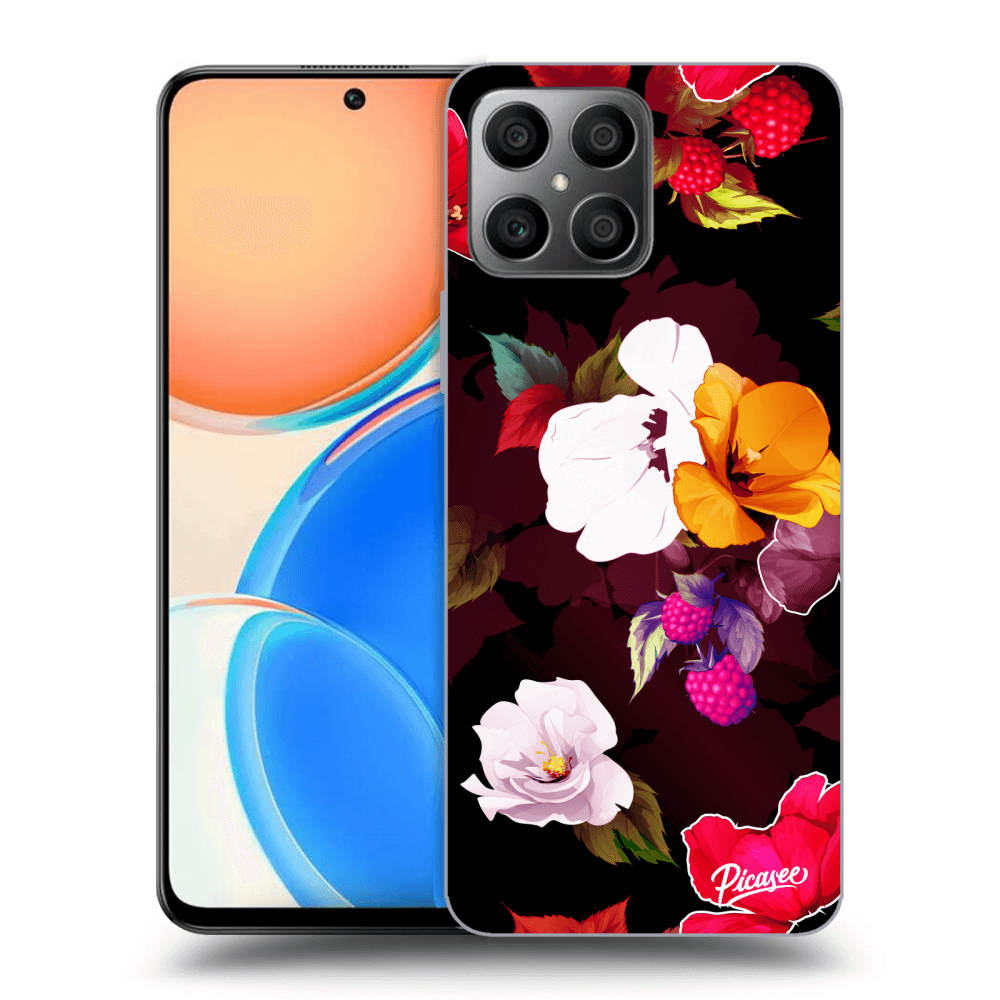 Picasee silikonowe przeźroczyste etui na Honor X8 - Flowers and Berries