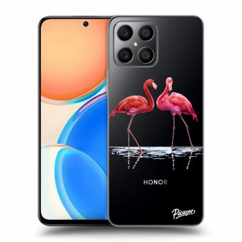 Picasee silikonowe przeźroczyste etui na Honor X8 - Flamingos couple