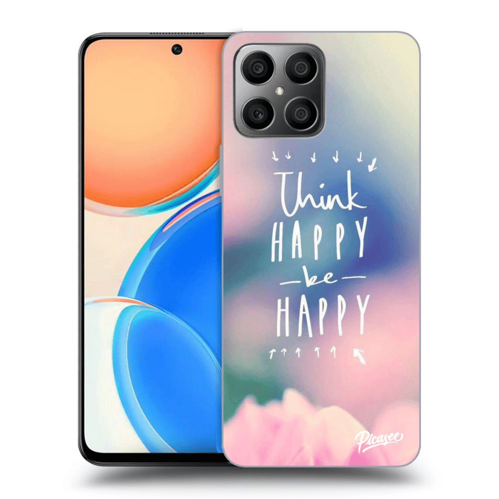 Picasee silikonowe przeźroczyste etui na Honor X8 - Think happy be happy