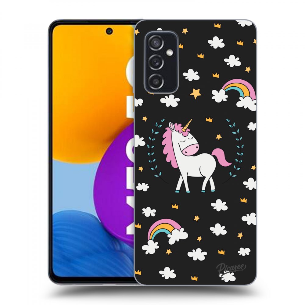 Picasee silikonowe czarne etui na Samsung Galaxy M52 5G - Unicorn star heaven