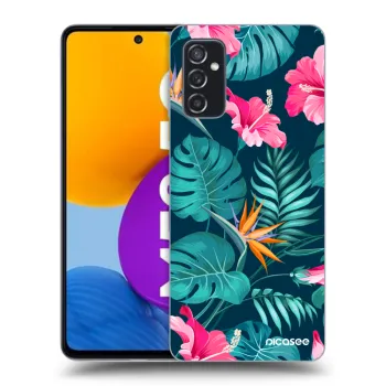 Picasee silikonowe czarne etui na Samsung Galaxy M52 5G - Pink Monstera