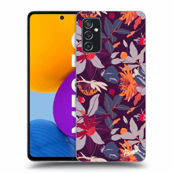 Picasee silikonowe przeźroczyste etui na Samsung Galaxy M52 5G - Purple Leaf