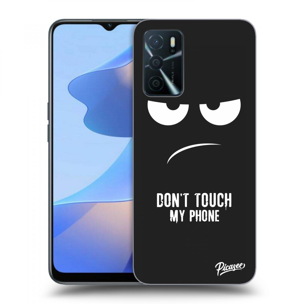 Picasee silikonowe czarne etui na OPPO A16 - Don't Touch My Phone