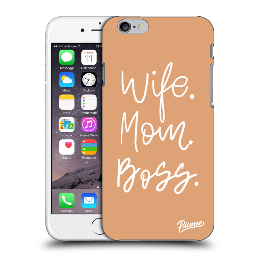 Picasee silikonowe czarne etui na Apple iPhone 6/6S - Boss Mama