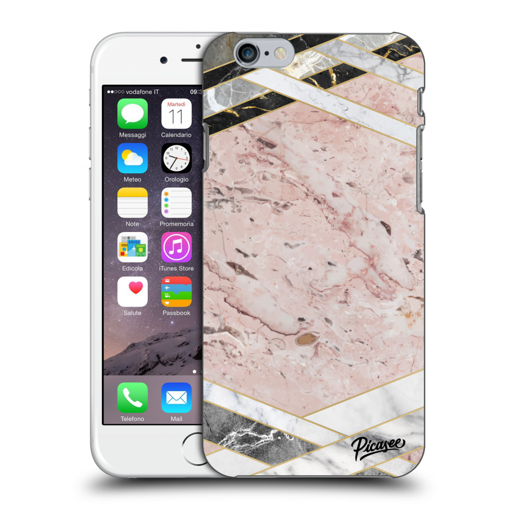 Picasee silikonowe przeźroczyste etui na Apple iPhone 6/6S - Pink geometry