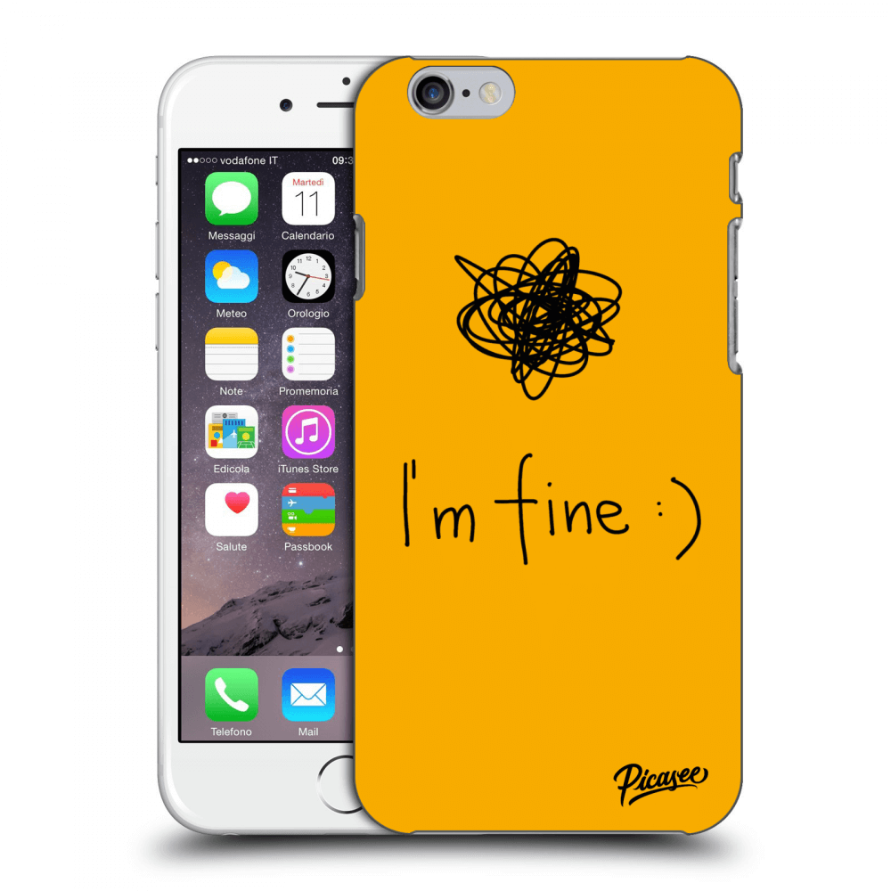 Picasee silikonowe czarne etui na Apple iPhone 6/6S - I am fine
