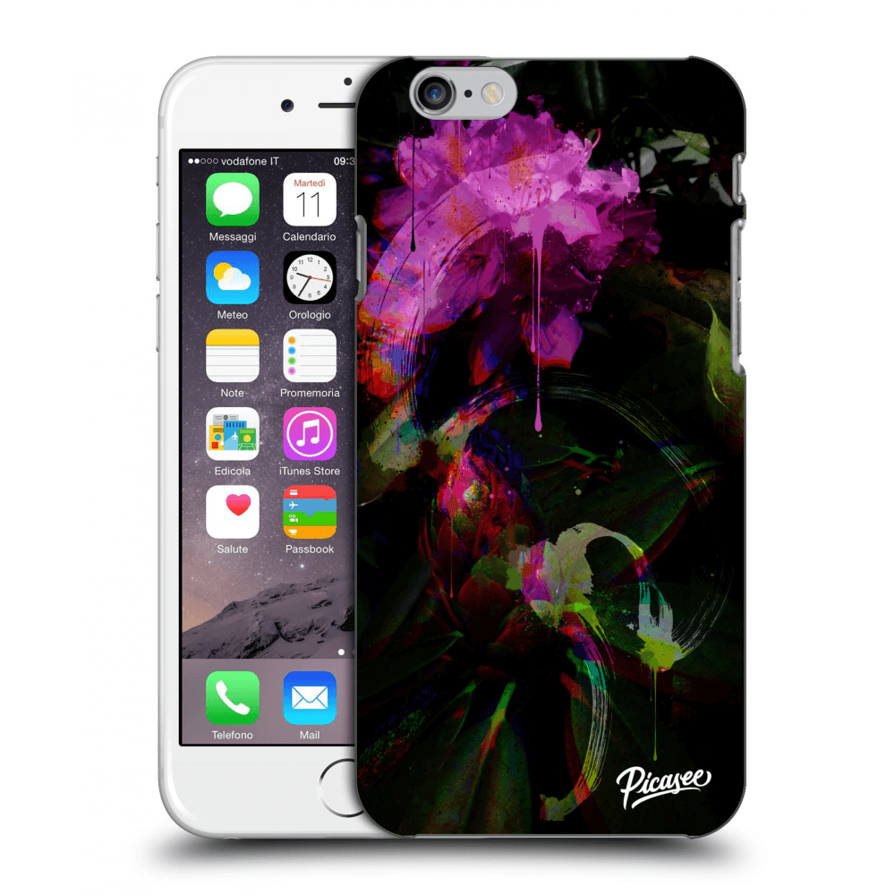 Picasee silikonowe czarne etui na Apple iPhone 6/6S - Peony Color