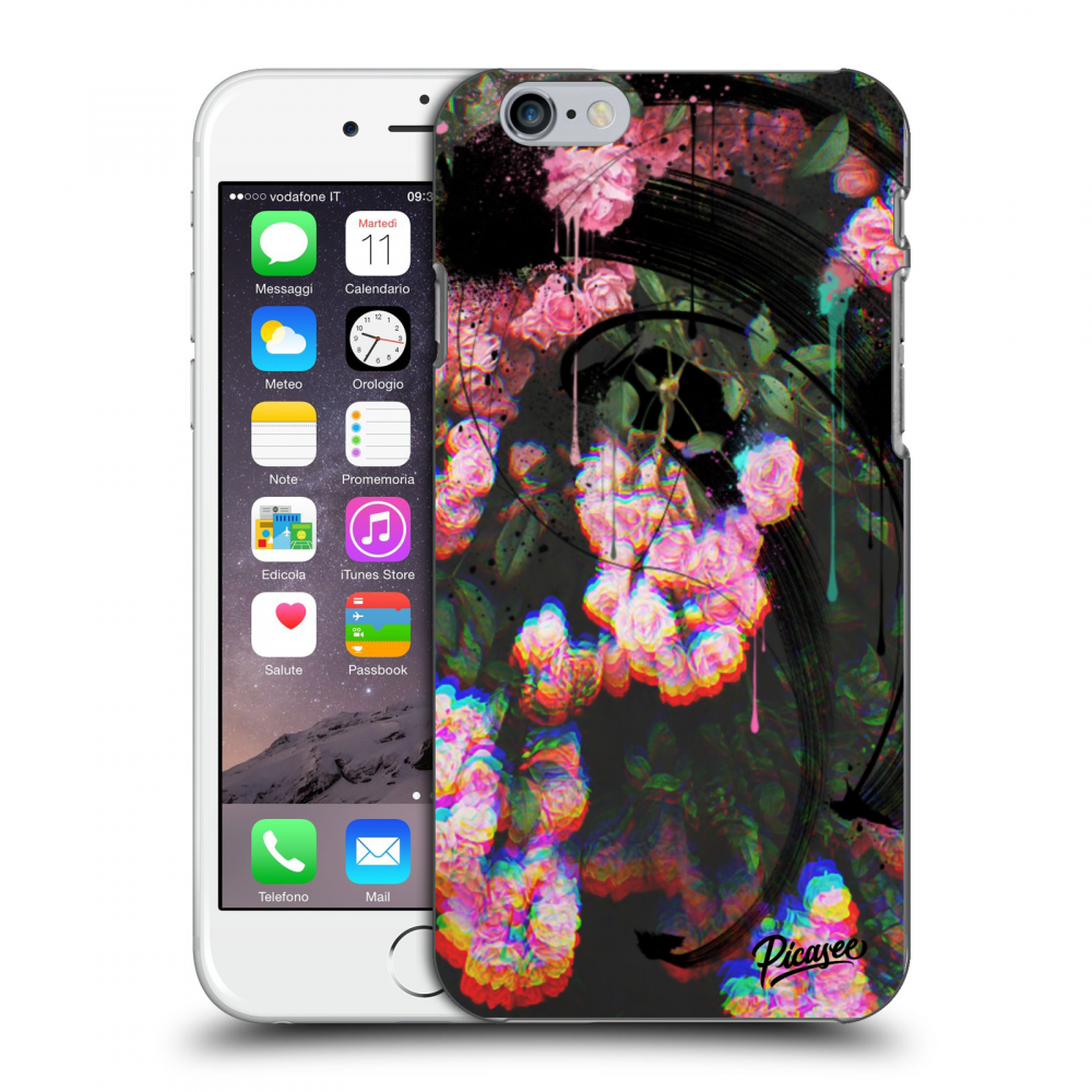 Picasee silikonowe przeźroczyste etui na Apple iPhone 6/6S - Rosebush black