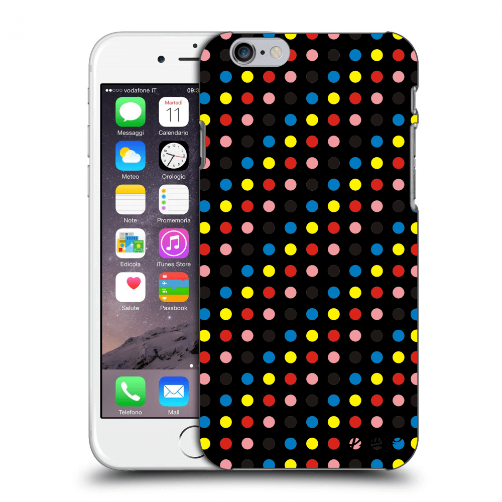Picasee silikonowe czarne etui na Apple iPhone 6/6S - Colorful dots