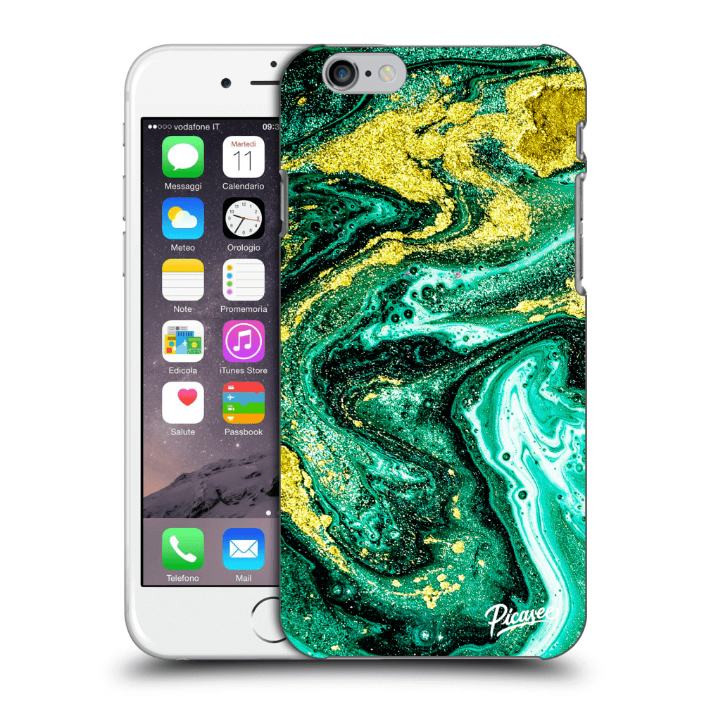 Picasee silikonowe przeźroczyste etui na Apple iPhone 6/6S - Green Gold