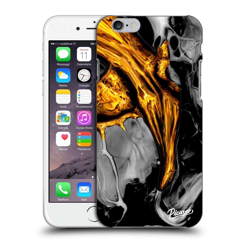 Picasee silikonowe czarne etui na Apple iPhone 6/6S - Black Gold