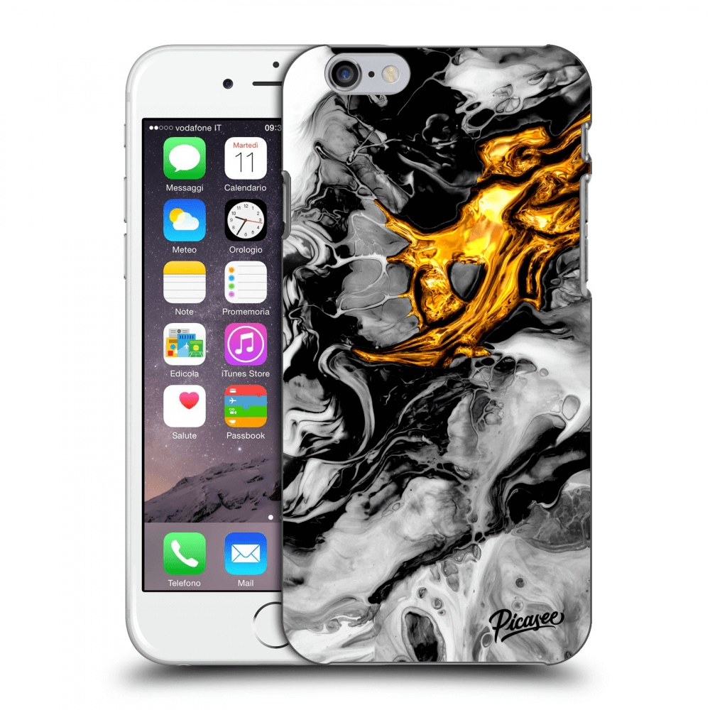 Picasee silikonowe czarne etui na Apple iPhone 6/6S - Black Gold 2