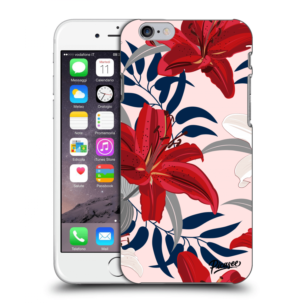 Picasee silikonowe przeźroczyste etui na Apple iPhone 6/6S - Red Lily