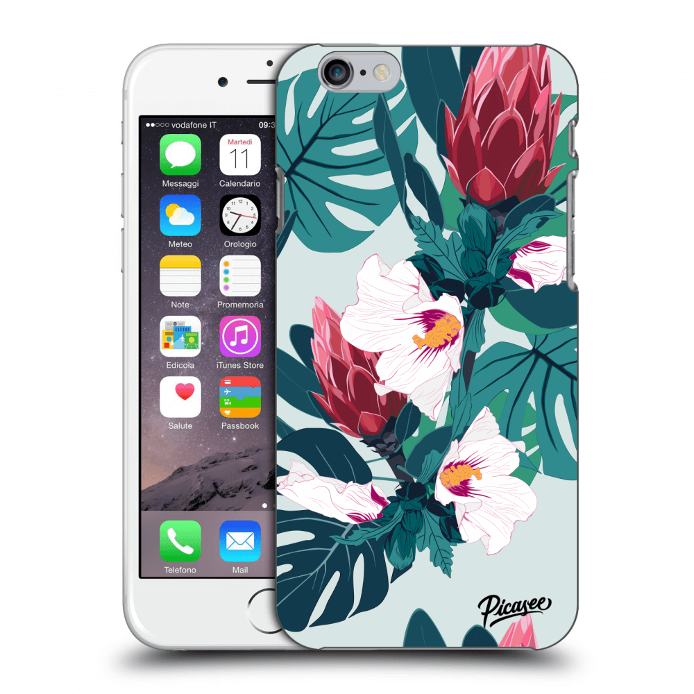 Picasee silikonowe czarne etui na Apple iPhone 6/6S - Rhododendron