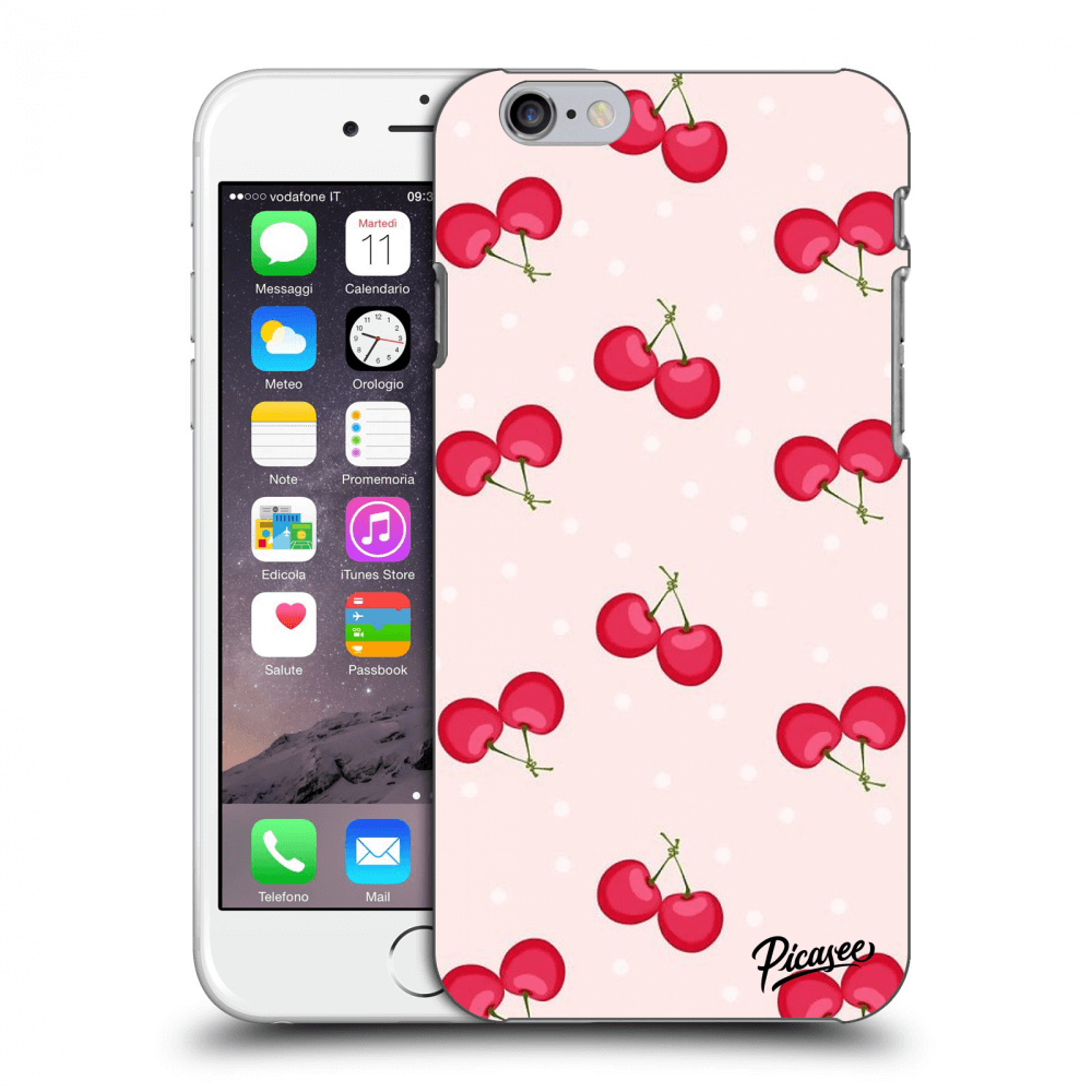 Picasee silikonowe czarne etui na Apple iPhone 6/6S - Cherries