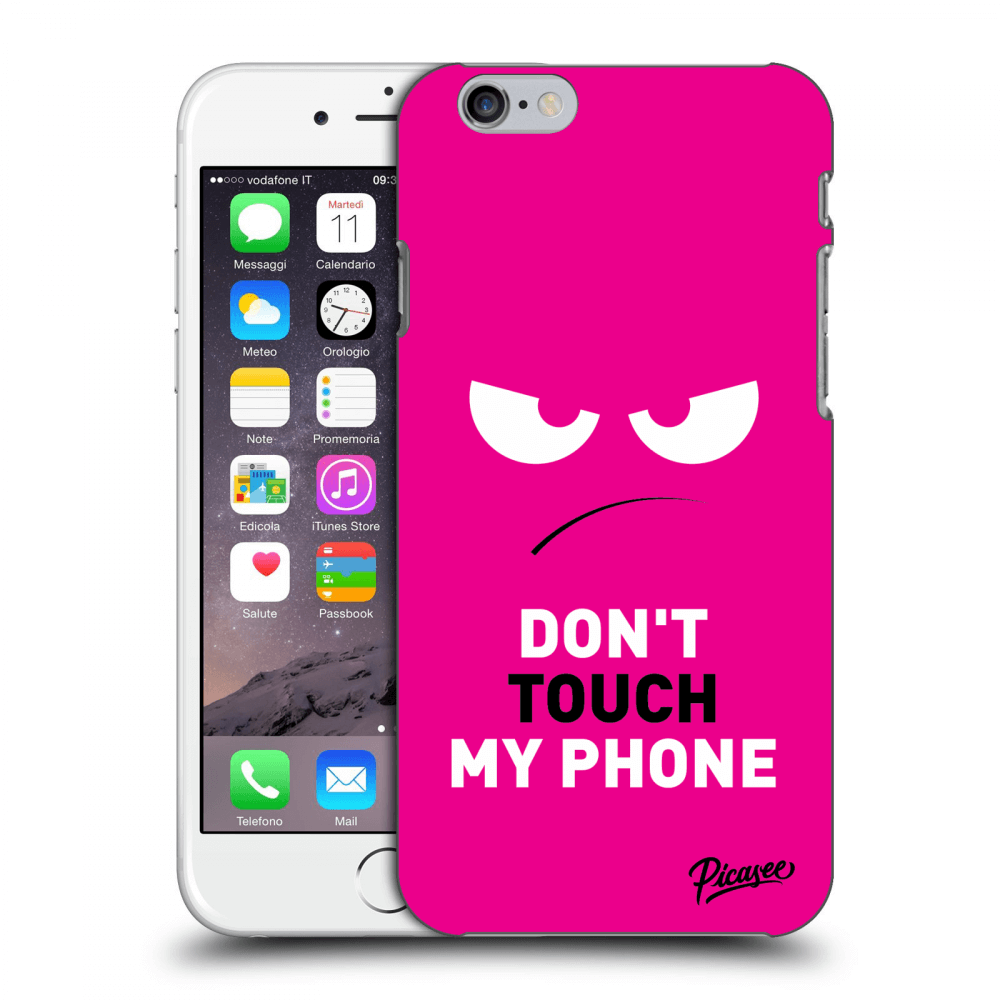 Picasee silikonowe czarne etui na Apple iPhone 6/6S - Angry Eyes - Pink