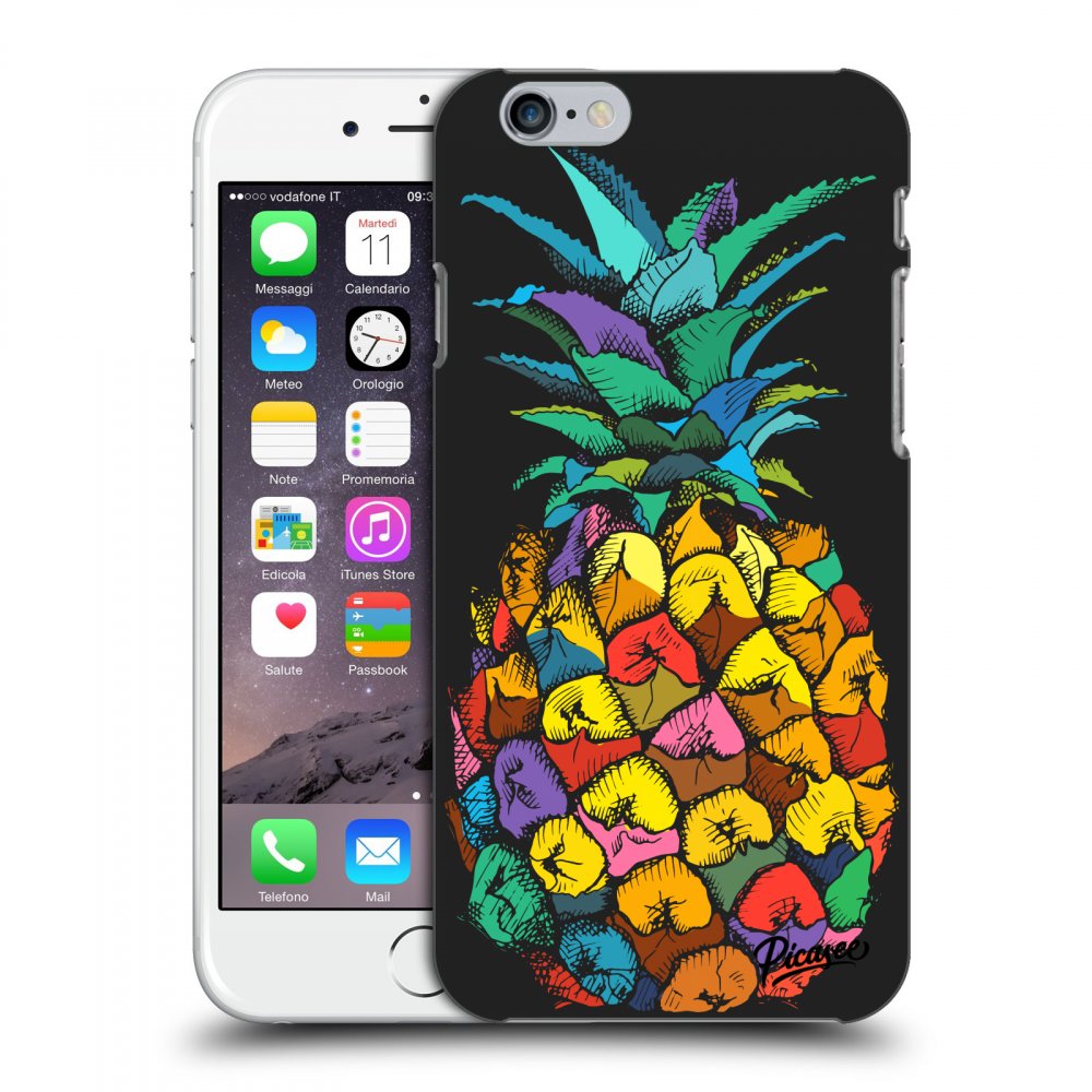 Picasee silikonowe czarne etui na Apple iPhone 6/6S - Pineapple