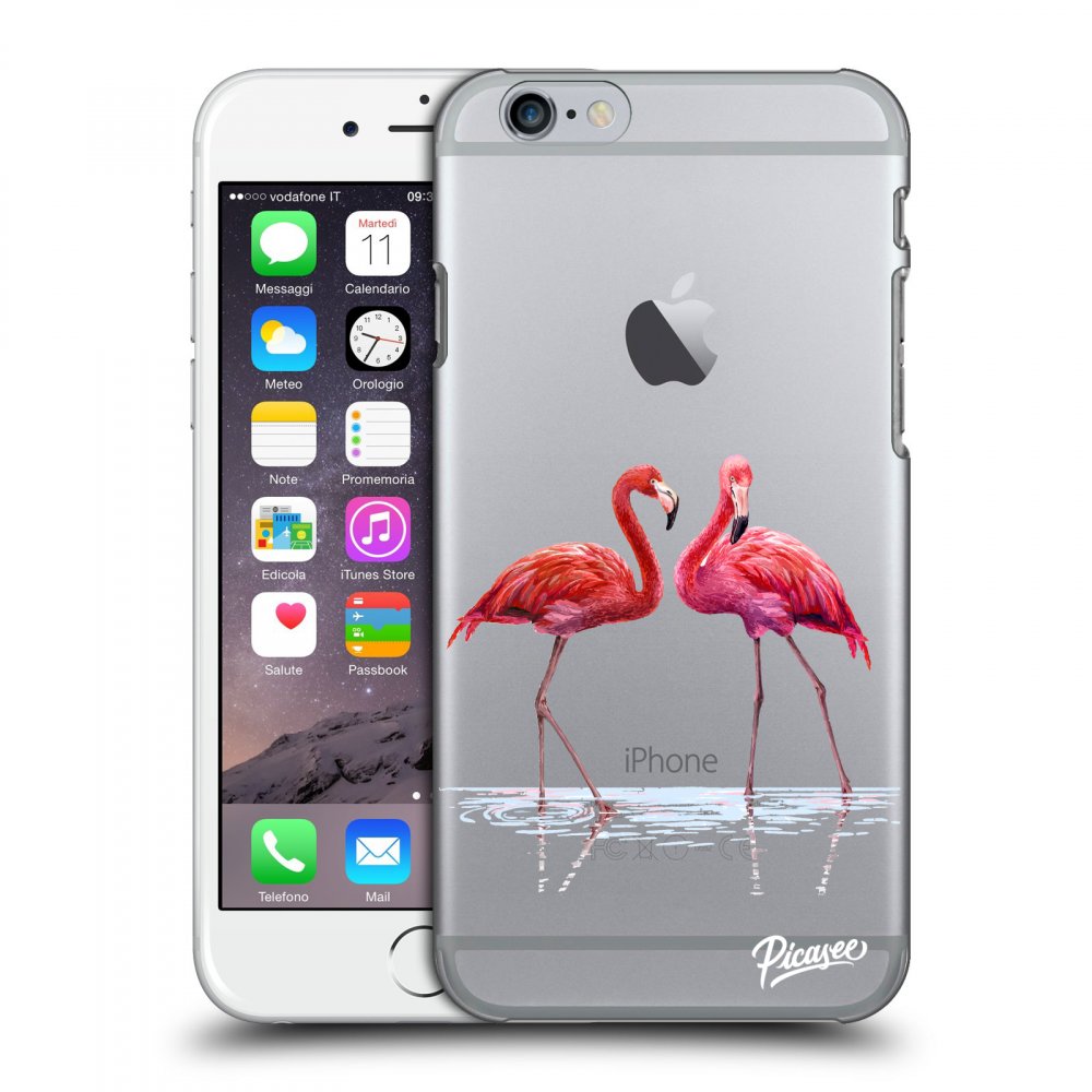 Picasee silikonowe przeźroczyste etui na Apple iPhone 6/6S - Flamingos couple