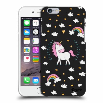 Picasee silikonowe czarne etui na Apple iPhone 6/6S - Unicorn star heaven