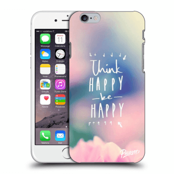 Picasee silikonowe czarne etui na Apple iPhone 6/6S - Think happy be happy