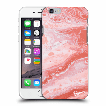 Picasee silikonowe czarne etui na Apple iPhone 6/6S - Red liquid