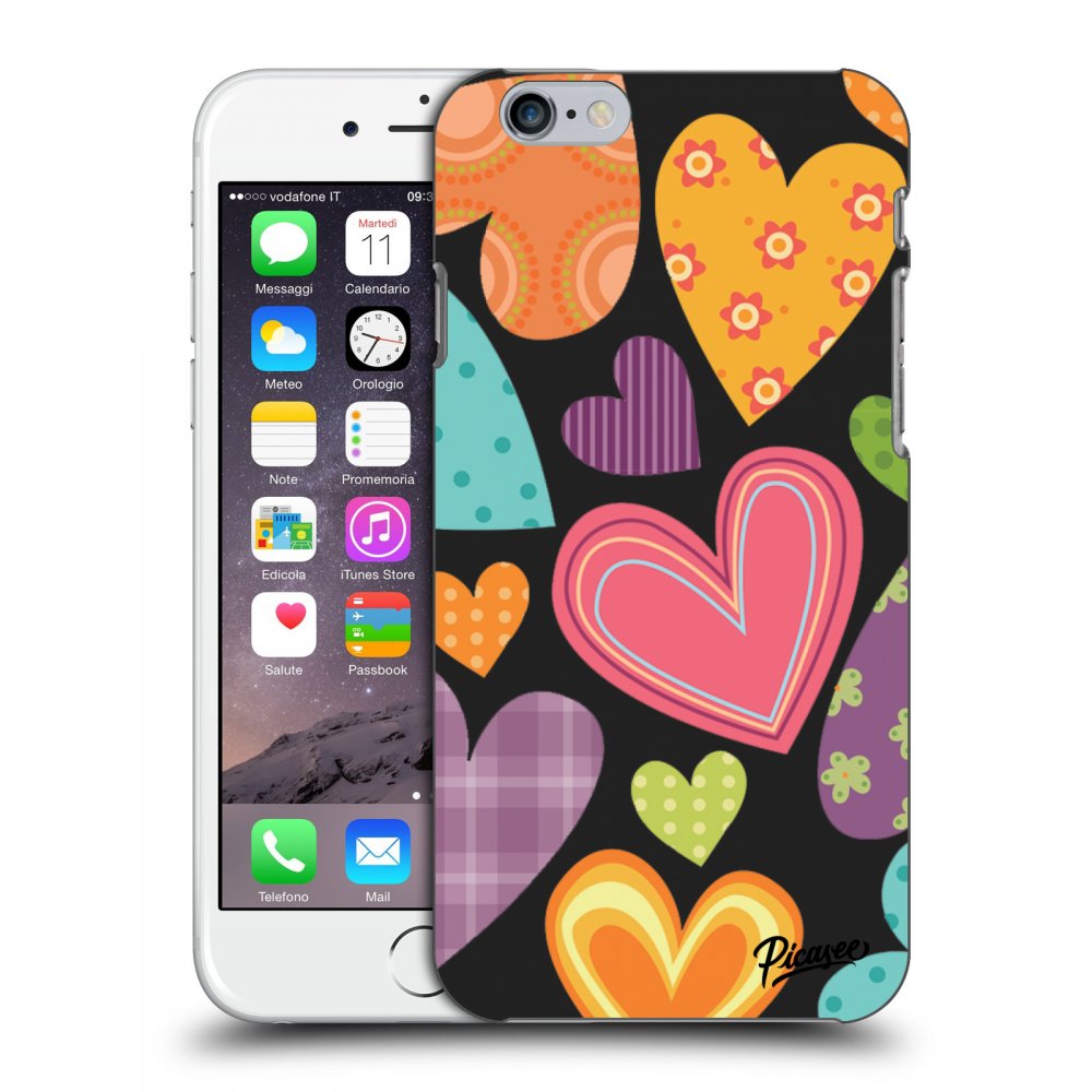 Picasee silikonowe czarne etui na Apple iPhone 6/6S - Colored heart