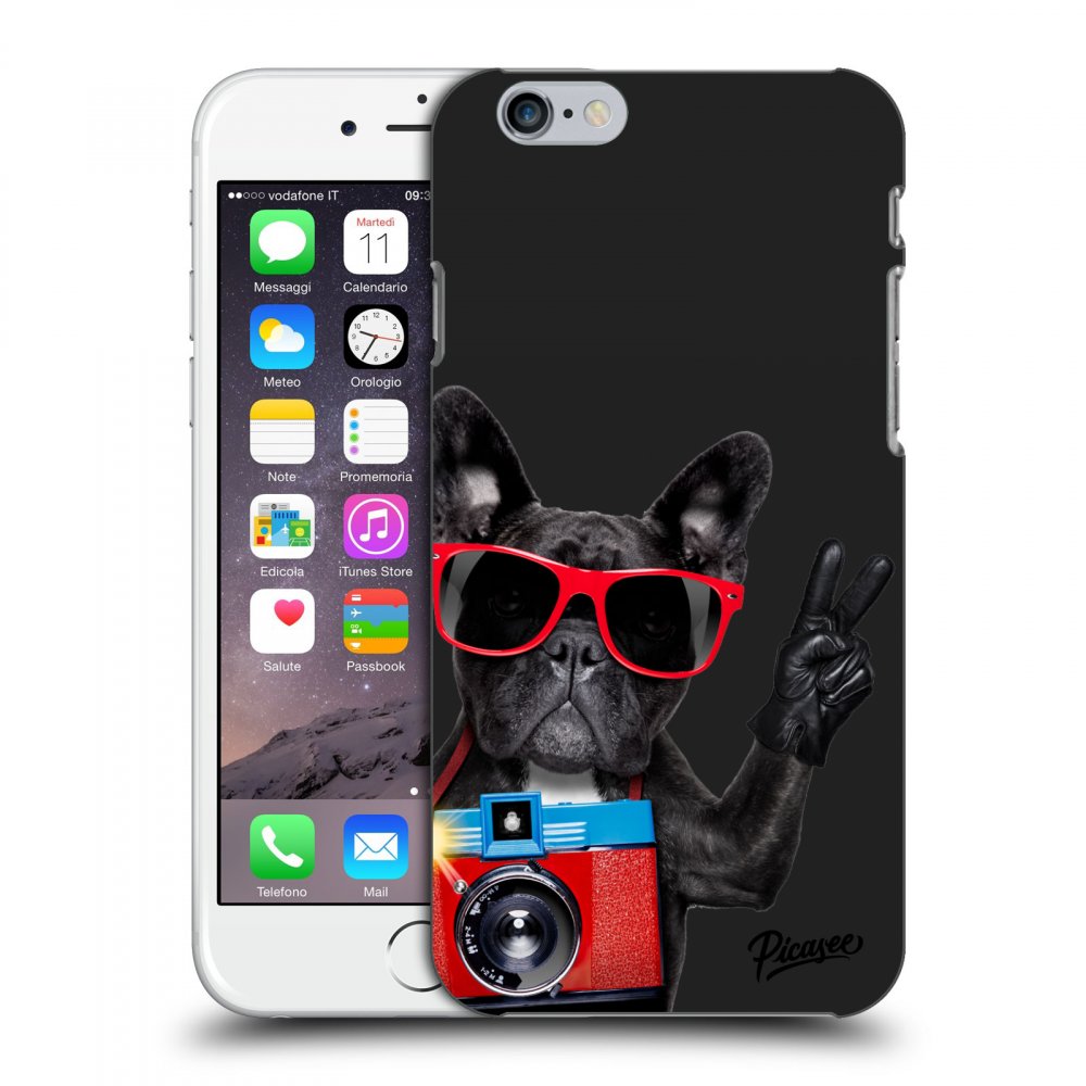Picasee silikonowe czarne etui na Apple iPhone 6/6S - French Bulldog