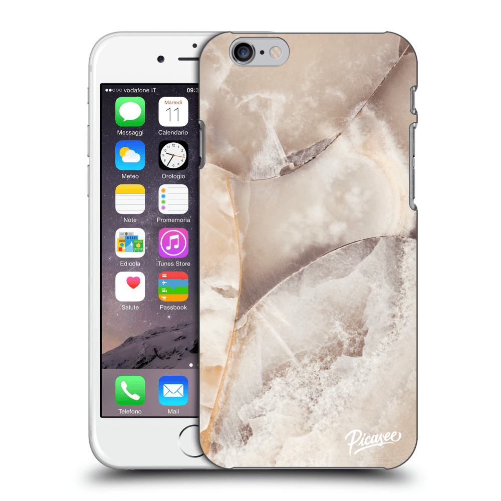 Picasee silikonowe czarne etui na Apple iPhone 6/6S - Cream marble