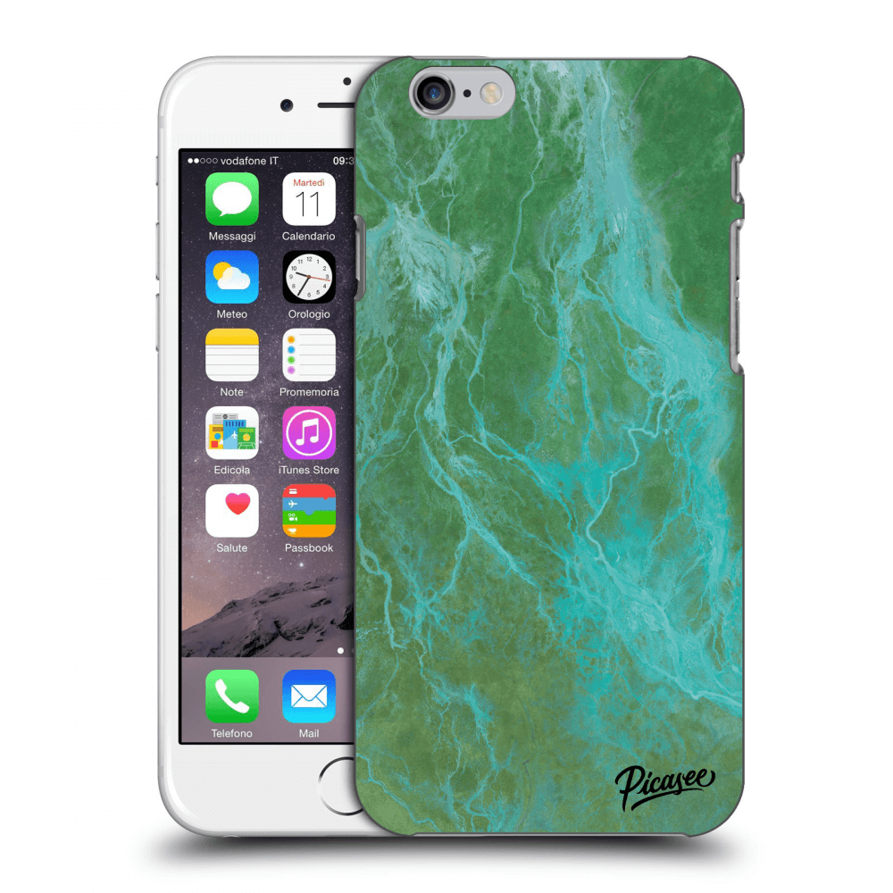 Picasee silikonowe przeźroczyste etui na Apple iPhone 6/6S - Green marble