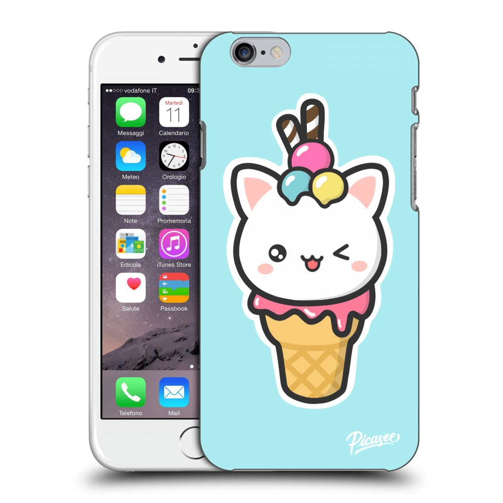 Picasee silikonowe przeźroczyste etui na Apple iPhone 6/6S - Ice Cream Cat