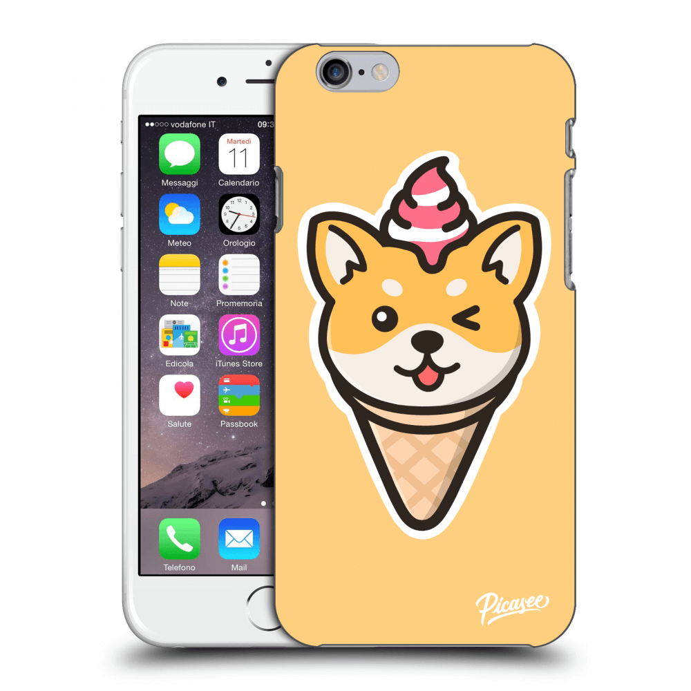 Picasee silikonowe czarne etui na Apple iPhone 6/6S - Ice Cream Shiba