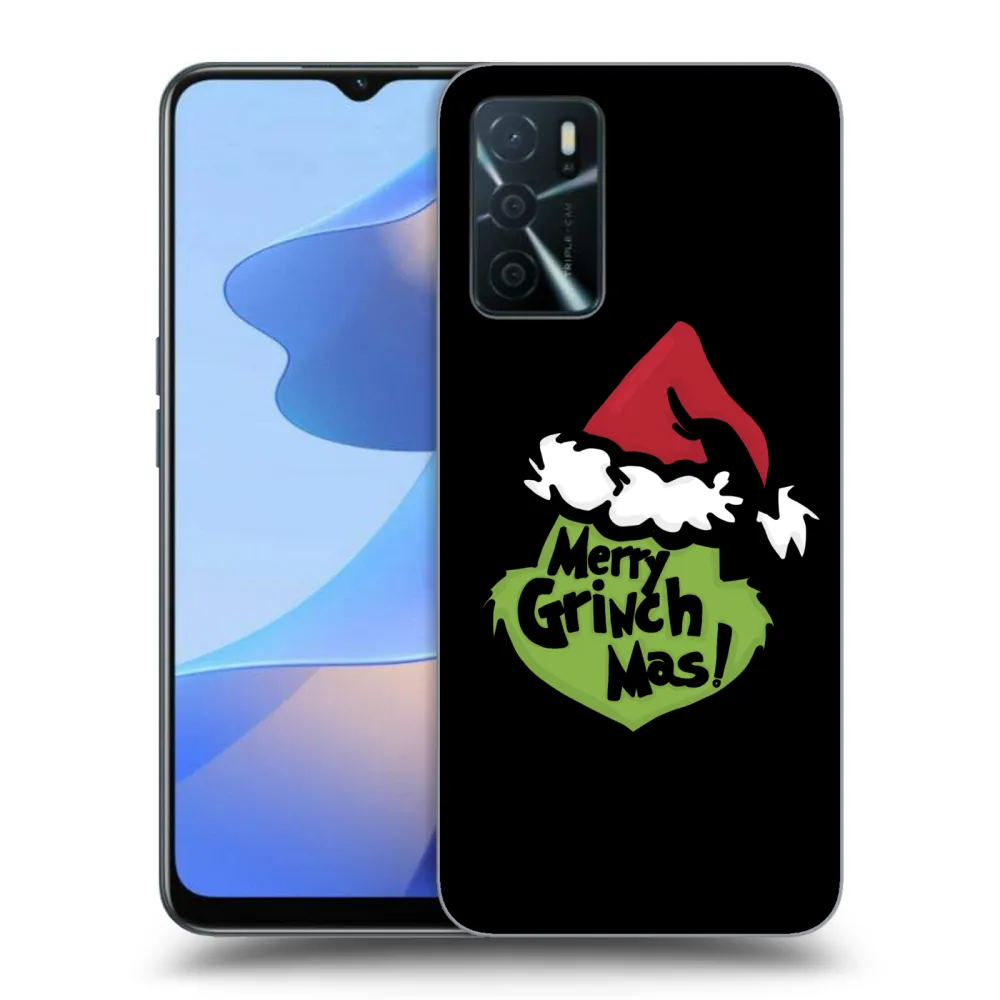 Picasee silikonowe czarne etui na OPPO A16s - Grinch 2