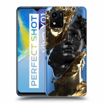 Picasee silikonowe przeźroczyste etui na Vivo Y01 - Gold - Black